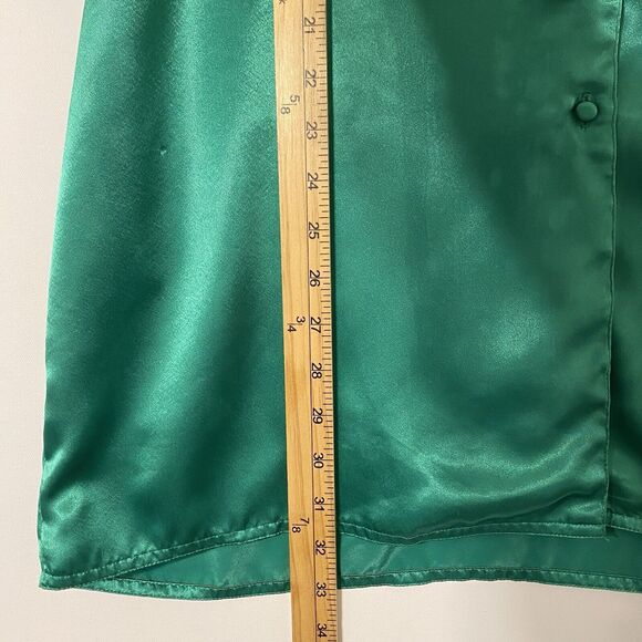 Victorias Secret Gold Label Pajama Set Shirt Pants Emerald Green Satin Y2K - Picture 6 of 11